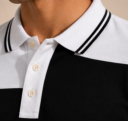 Horcun Men's White Color Block Polo T-Shirt | Premium Casual Polo