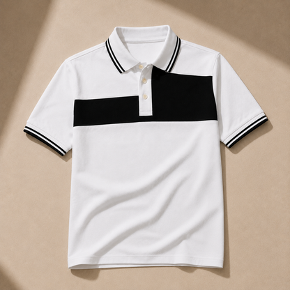 Horcun Men's White Color Block Polo T-Shirt | Premium Casual Polo