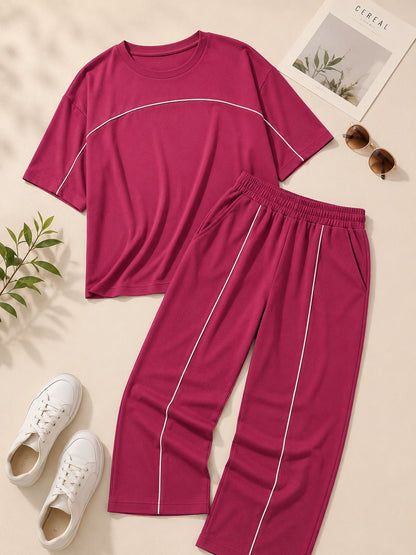 Women’s Fuchsia Pink Co-ord Set | Premium Relaxed Fit Lounge Wear