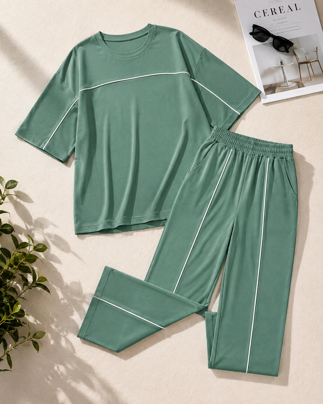 Women’s Sage Green Co-ord Set | Premium Relaxed Fit Lounge Wear