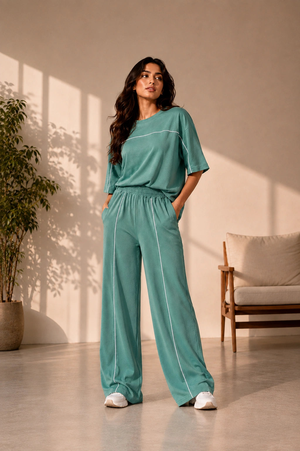 Women’s Sage Green Co-ord Set | Premium Relaxed Fit Lounge Wear