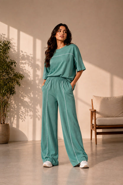 Women’s Sage Green Co-ord Set | Premium Relaxed Fit Lounge Wear