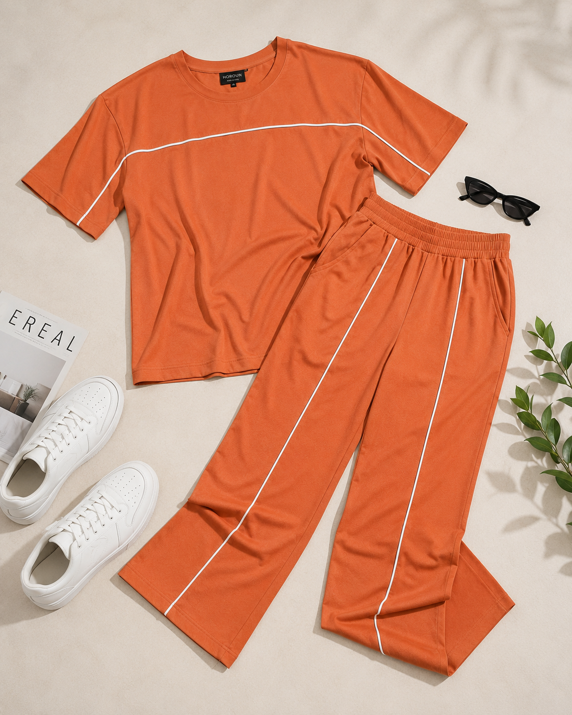 Women’s Rust Orange Co-ord Set | Premium Relaxed Fit Lounge Wear