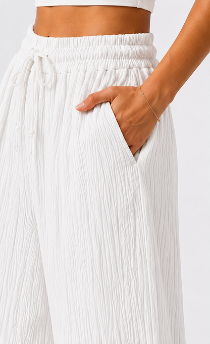 White Wide Leg Lounge Pants  | Casual Summer Outfit for Women