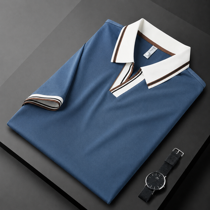 Horcun Men's Steel Blue Contrast Collar Polo T-Shirt | Premium Polo