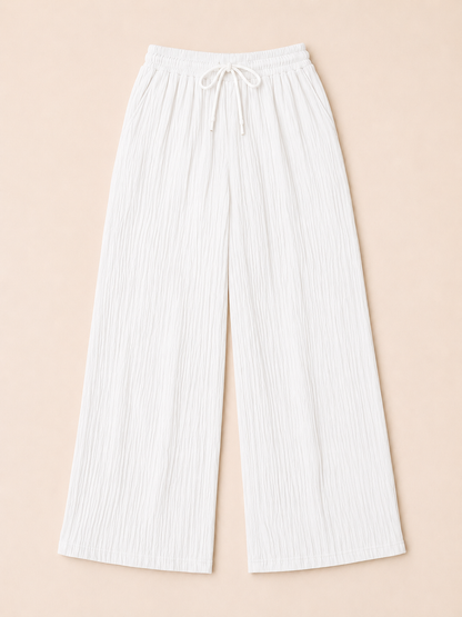 White Wide Leg Lounge Pants  | Casual Summer Outfit for Women