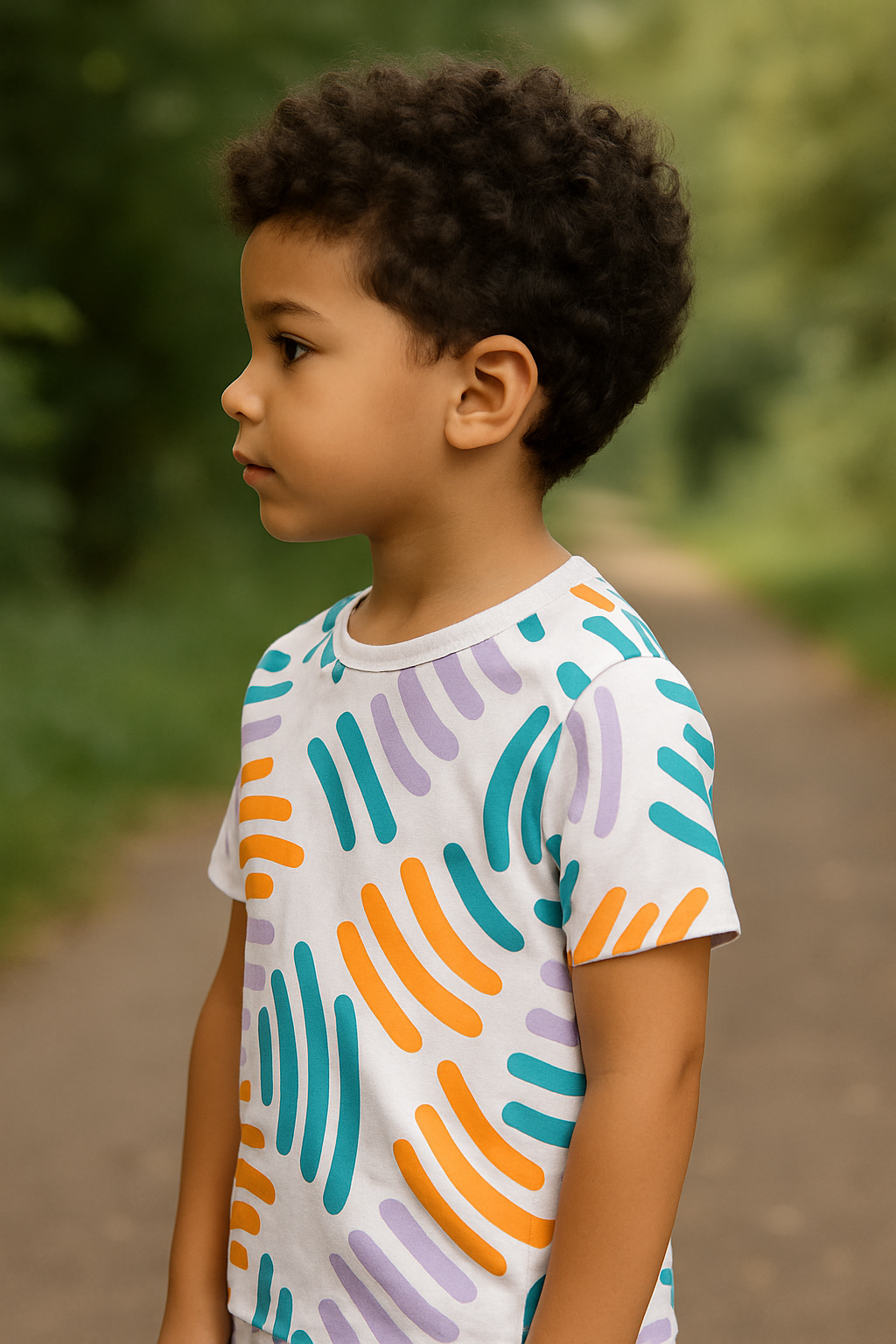 Kids Abstract Brushstroke Print T-Shirt & Shorts Co-ord Set – Looper Polyester Playwear