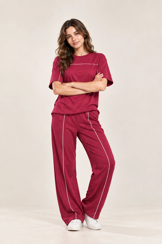 Women’s Fuchsia Pink Co-ord Set | Premium Relaxed Fit Lounge Wear