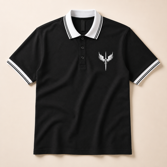 Horcun Men's Black Signature Polo T-Shirt | Premium Contrast Collar Polo
