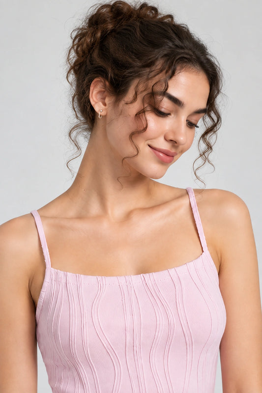 Horcun Women’s Zig-Zak Textured Strappy Cami Top