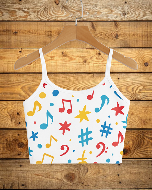 Musical Notes Print Crop Cami Top – Fun, Trendy & Youthful