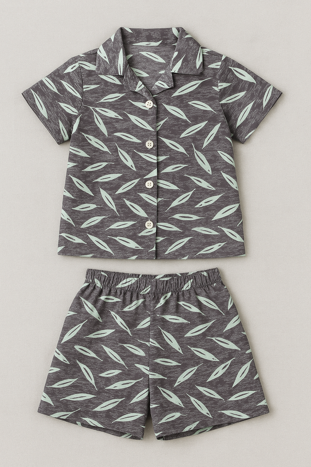 Leafy Breeze Girls Summer Co-Ord Set (Shirt & Shorts)
