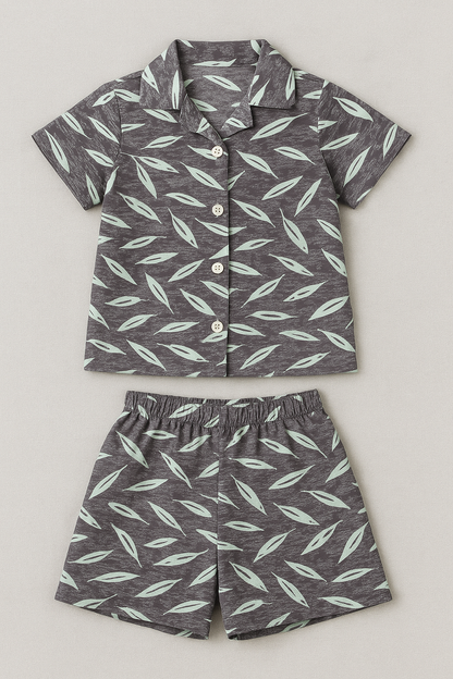 Leafy Breeze Girls Summer Co-Ord Set (Shirt & Shorts)