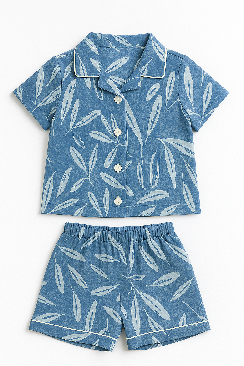 Leafy Breeze Girls Summer Co-Ord Set (Shirt & Shorts)