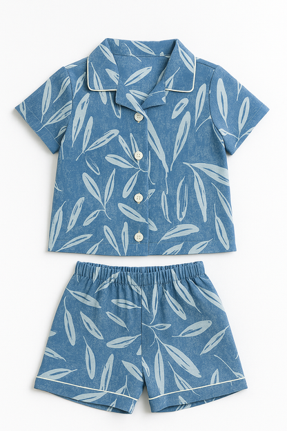 Leafy Breeze Girls Summer Co-Ord Set (Shirt & Shorts)