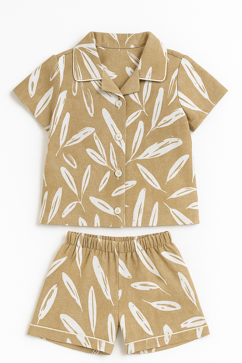 Leafy Breeze Girls Summer Co-Ord Set (Shirt & Shorts)