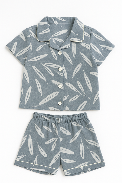 Leafy Breeze Girls Summer Co-Ord Set (Shirt & Shorts)