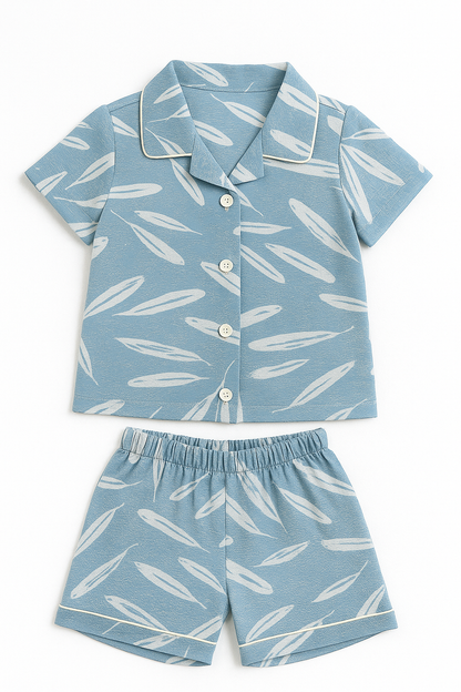 Leafy Breeze Girls Summer Co-Ord Set (Shirt & Shorts)
