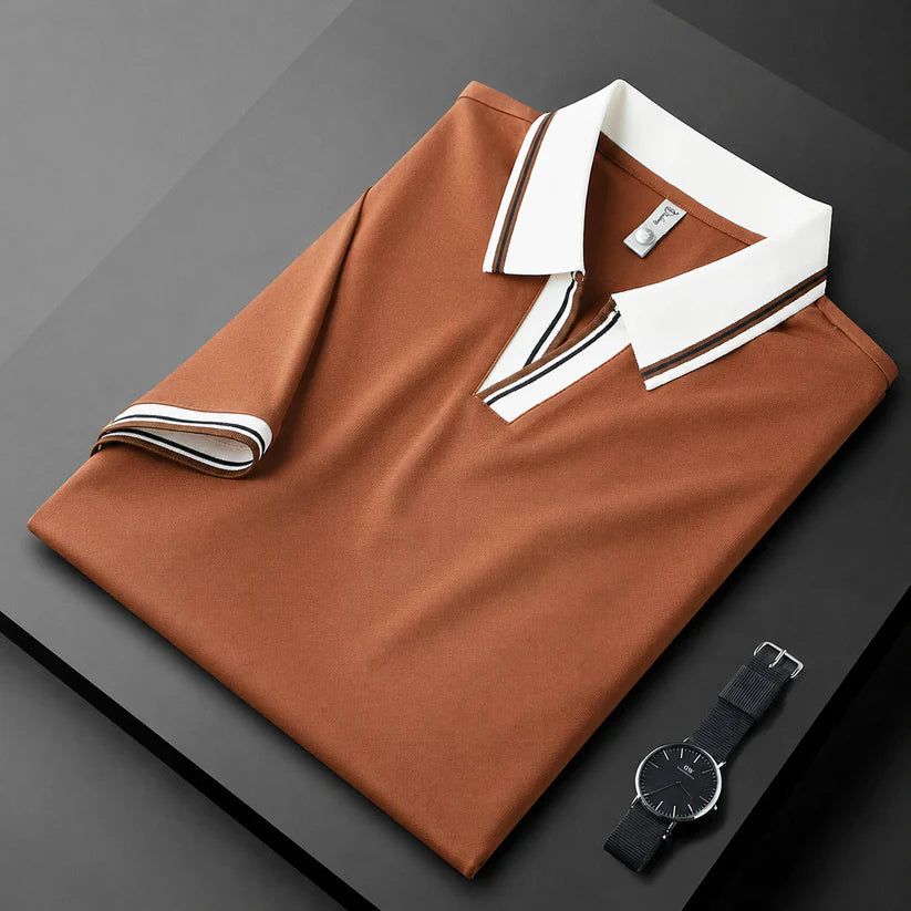 Horcun Men’s Rust Brown Contrast Collar Polo T-Shirt | Premium Polo