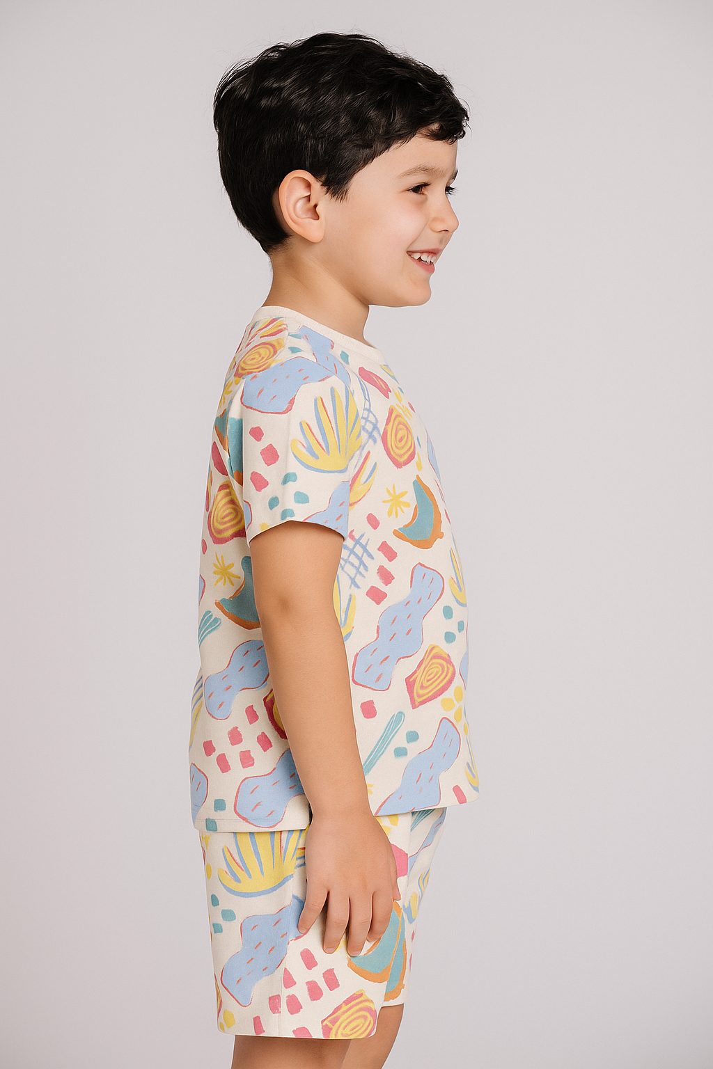 Kids Marine Life Print Half Sleeve T-Shirt & Shorts Co-ord Set – Soft Cotton Nightwear / Lounge Wear