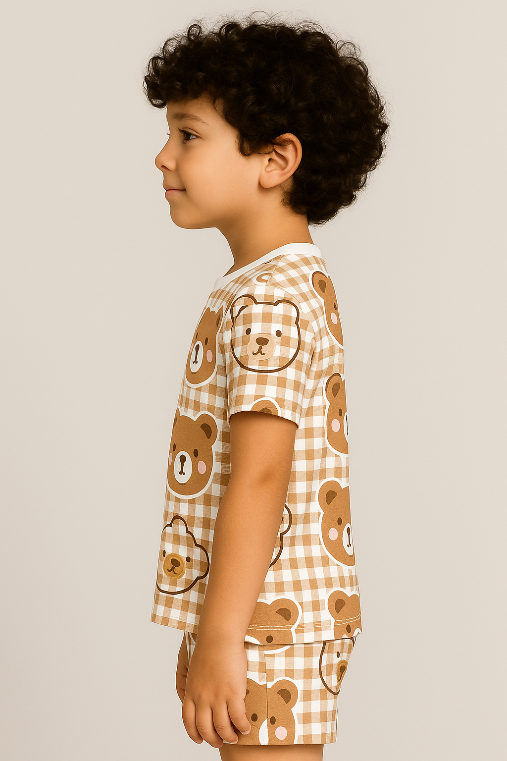 Kids Teddy Bear print set, kids co-ord summer outfit, polycotton kids nightwear, boys & girls teddy set, cute kids clothing, kids shorts and t-shirt set
