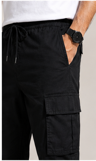 Black Cargo Joggers for Men – Stylish Slim Fit Stretchable Casual Pants with Side Pockets