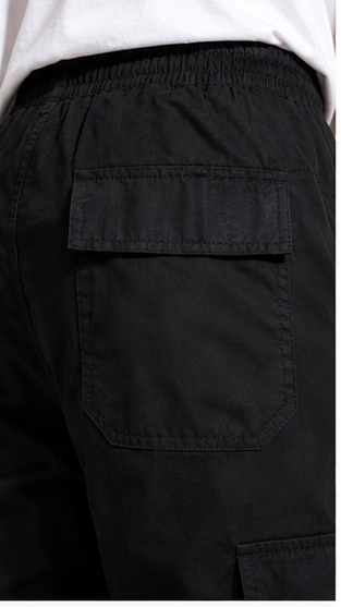 Black Cargo Joggers for Men – Stylish Slim Fit Stretchable Casual Pants with Side Pockets