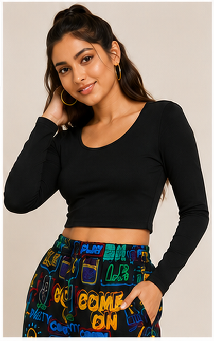 Women Black Graphic Printed Joggers – Stylish Casual Lounge & Streetwear Pants