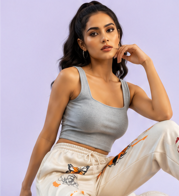 Women Beige Graphic Printed Joggers – Stylish Casual Streetwear & Lounge Pants