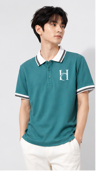 Men's Premium Teal Green Polo T-Shirt with White Contrast Collar | Smart Casual Half Sleeve Polo Tee