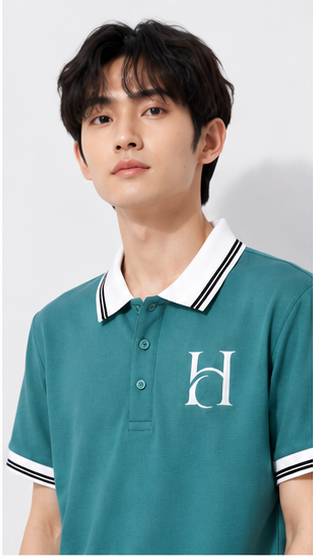 Men's Premium Teal Green Polo T-Shirt with White Contrast Collar | Smart Casual Half Sleeve Polo Tee