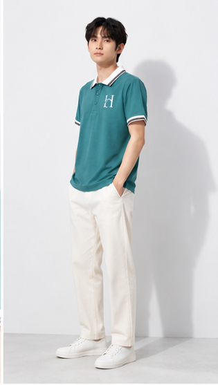 Men's Premium Teal Green Polo T-Shirt with White Contrast Collar | Smart Casual Half Sleeve Polo Tee
