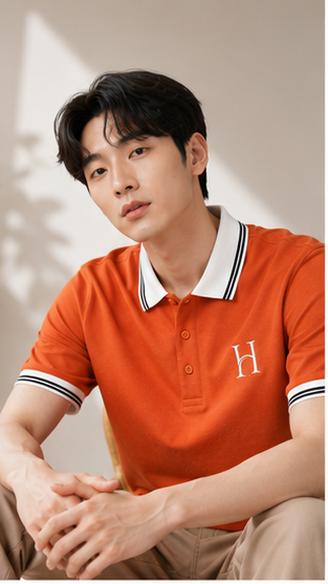 Men's Premium Burnt Orange Polo T-Shirt with White Contrast Collar | Smart Casual Half Sleeve Polo Tee