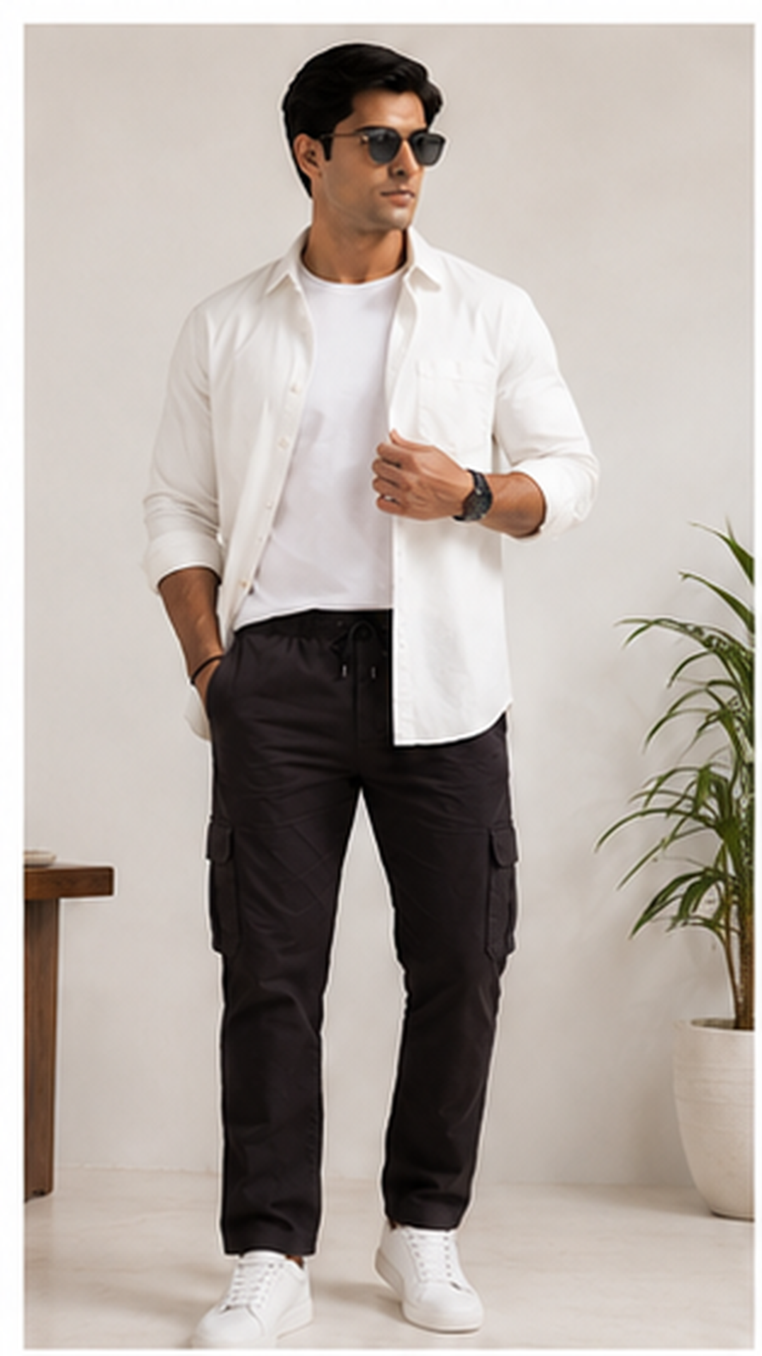 Men Brown Cargo Jogger Pants with Utility Pockets – Slim Fit Casual Streetwear Trousers