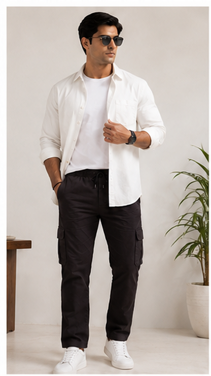 Men Brown Cargo Jogger Pants with Utility Pockets – Slim Fit Casual Streetwear Trousers