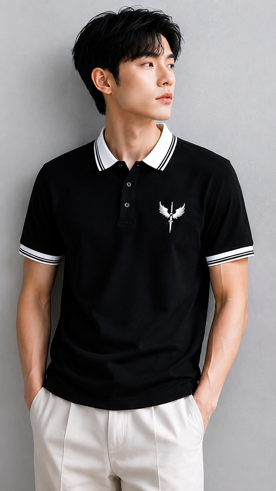 Horcun Men's Black Signature Polo T-Shirt | Premium Contrast Collar Polo