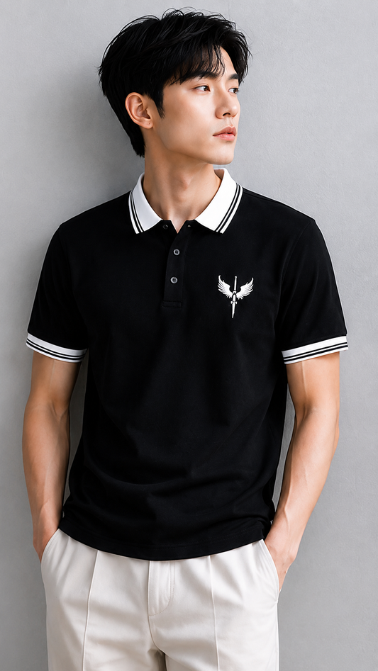 Horcun Men's Black Signature Polo T-Shirt | Premium Contrast Collar Polo