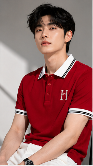Men's Premium Red Polo T-Shirt with White Contrast Collar | Smart Casual Half Sleeve Polo Tee