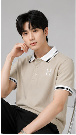 Men's Premium Off-White Polo T-Shirt with Contrast Collar | Elegant Casual Half Sleeve Polo