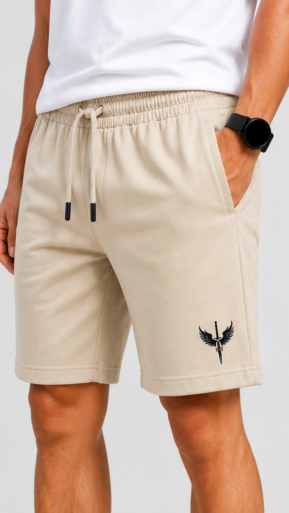 Horcun Men's Sand Beige Essential Training Shorts | Premium Casual & Gym Shorts