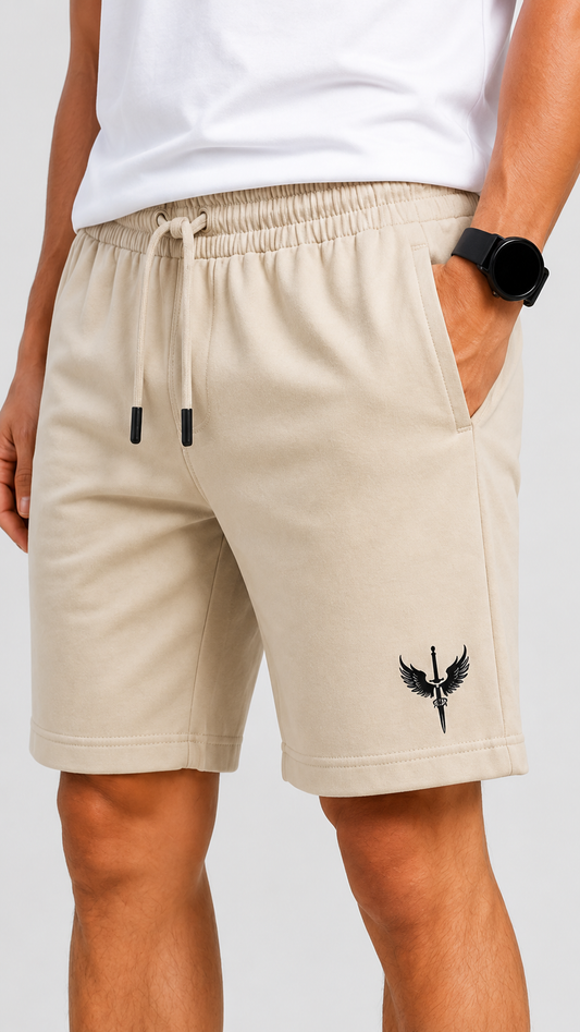 Horcun Men's Sand Beige Essential Training Shorts | Premium Casual & Gym Shorts
