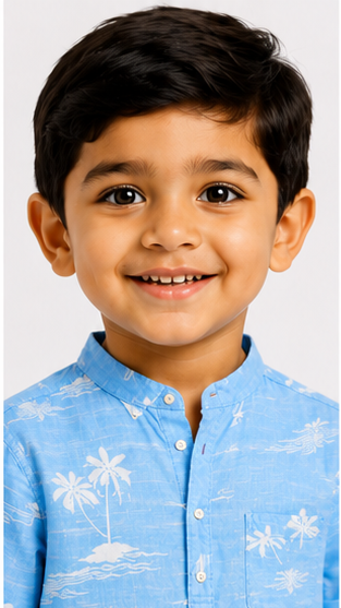 Boys Sky Blue Tropical Print Cotton Short Kurta Shirt – Summer Casual Kidswear