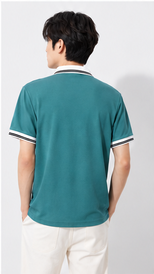 Men's Premium Teal Green Polo T-Shirt with White Contrast Collar | Smart Casual Half Sleeve Polo Tee