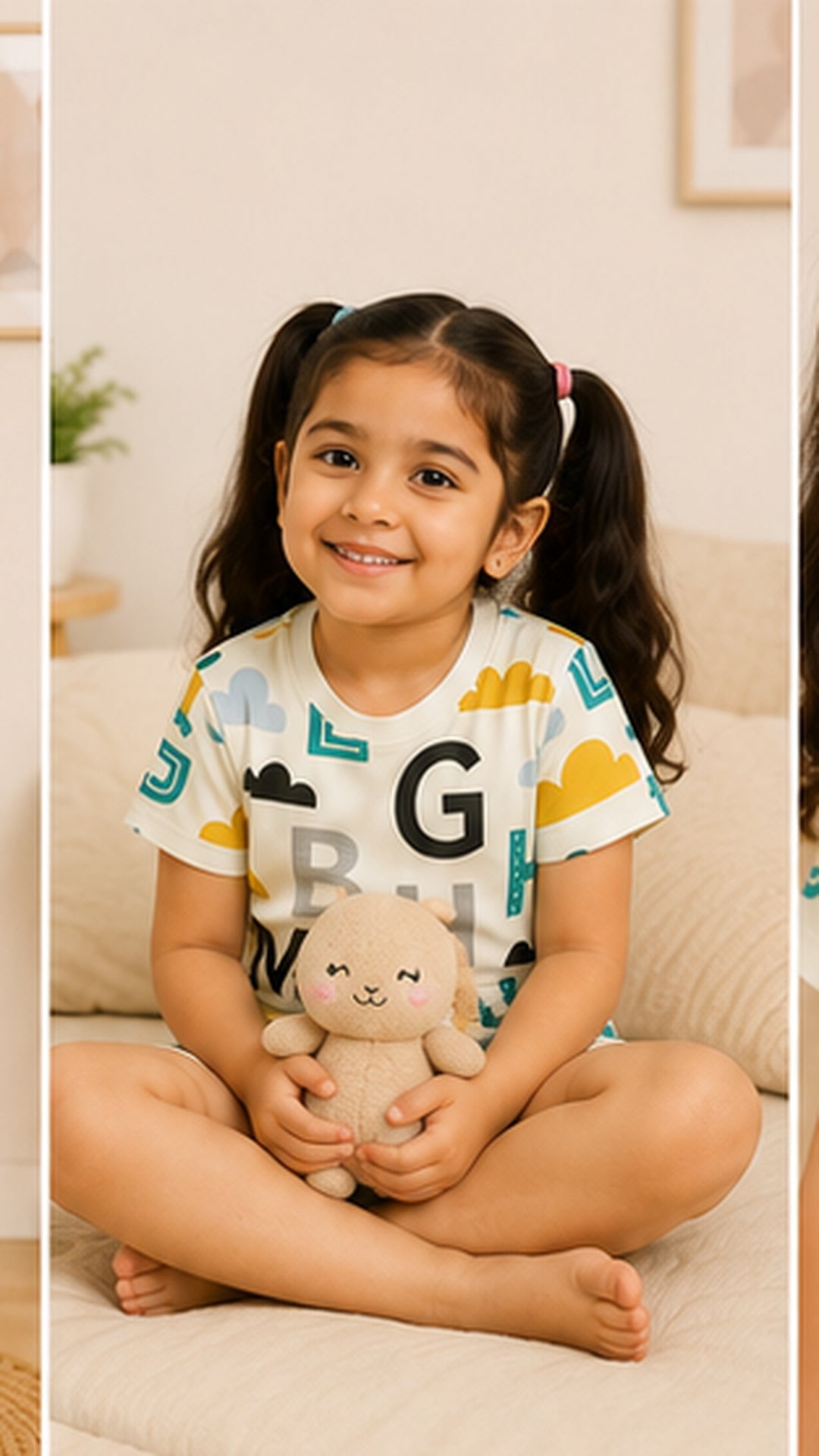 Alphabet Print Kids Co-Ord Set – Educational Cotton T-Shirt & Shorts Set