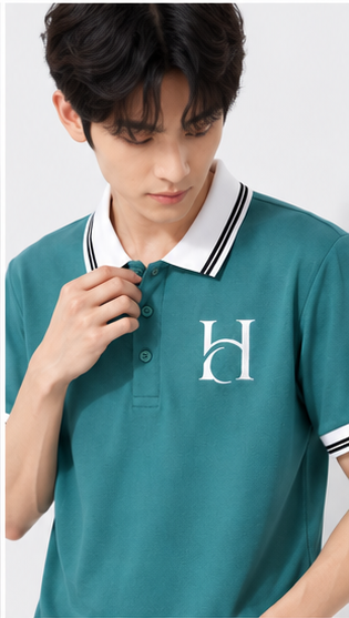 Men's Premium Teal Green Polo T-Shirt with White Contrast Collar | Smart Casual Half Sleeve Polo Tee