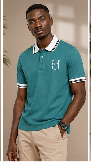 Horcun Men's Ocean Teal Premium Polo T-Shirt with Contrast Collar