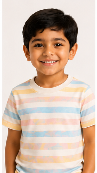 Pastel Stripe Kids Co-Ord Set – Soft Cotton T-Shirt & Shorts Summer Outfit for Boys & Girls