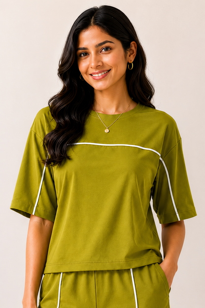 Women’s Olive Green Co-ord Set | Premium Relaxed Fit Lounge Wear