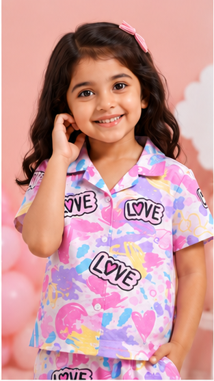 Girls Printed Pajama Set