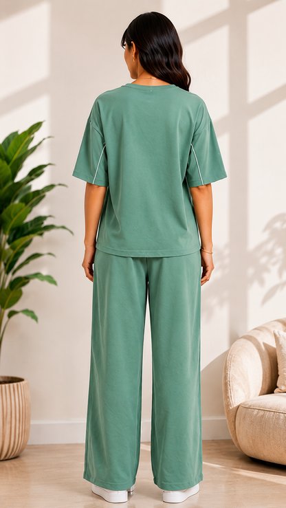 Women’s Sage Green Co-ord Set | Premium Relaxed Fit Lounge Wear
